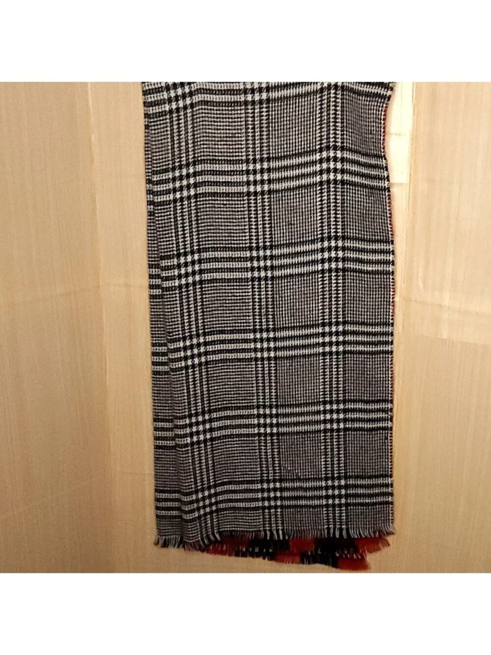 Unbranded Red Black Plaid Reversible Oversized Scarf OS